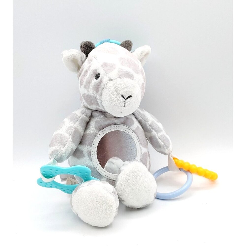 CARTER'S TEETHER MIRROR PLUSH TOY 10" Gray White Giraffe